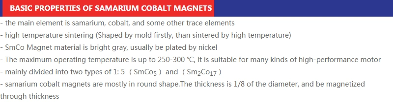 Custom Heat Resistance Sintered Samarium Cobalt SmCo Magnet for Instrument